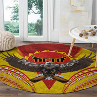 American Samoa Fautasi Race Round Carpet Pago Pago-Aeto Samoan Tattoo and Eagle
