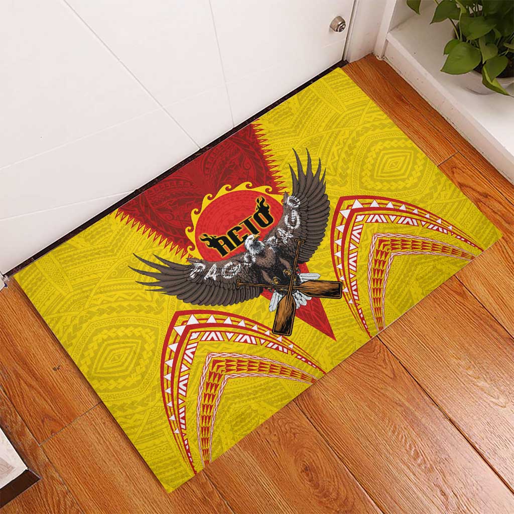 American Samoa Fautasi Race Rubber Doormat Pago Pago-Aeto Samoan Tattoo and Eagle LT03 - Polynesian Pride