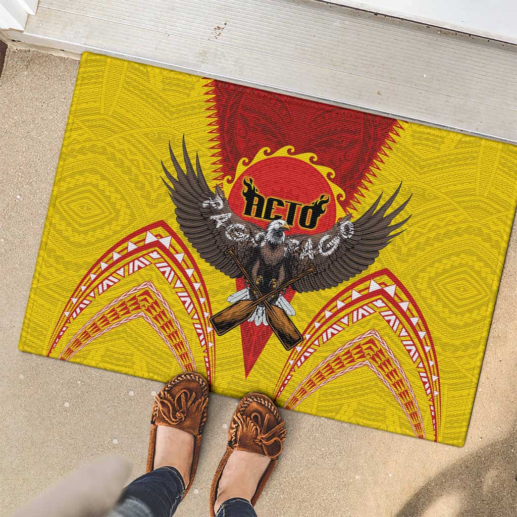American Samoa Fautasi Race Rubber Doormat Pago Pago-Aeto Samoan Tattoo and Eagle LT03 - Polynesian Pride