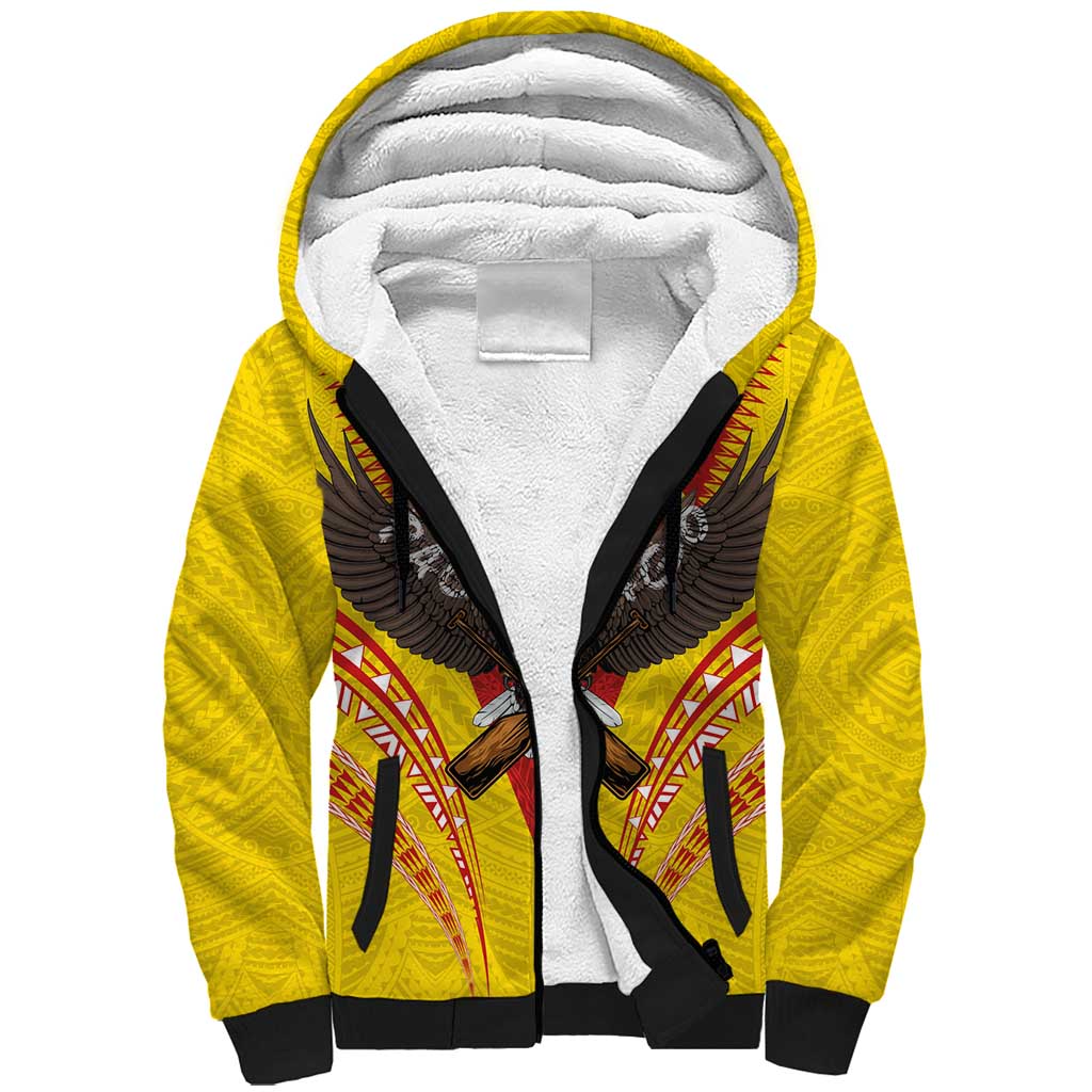 American Samoa Fautasi Race Sherpa Hoodie Pago Pago-Aeto Samoan Tattoo and Eagle