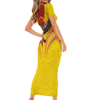 American Samoa Fautasi Race Short Sleeve Bodycon Dress Pago Pago-Aeto Samoan Tattoo and Eagle LT03 - Polynesian Pride