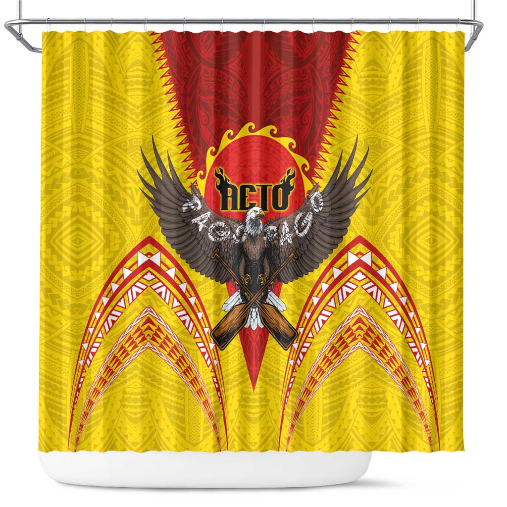 American Samoa Fautasi Race Shower Curtain Pago Pago-Aeto Samoan Tattoo and Eagle