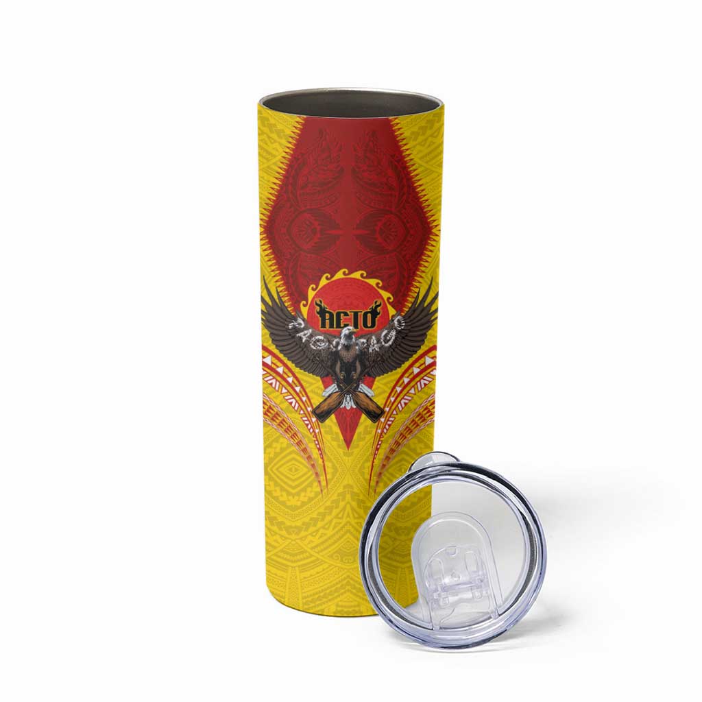 American Samoa Fautasi Race Skinny Tumbler Pago Pago-Aeto Samoan Tattoo and Eagle LT03 - Polynesian Pride