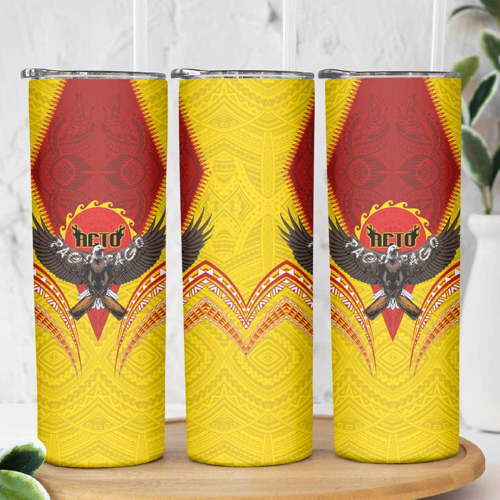 American Samoa Fautasi Race Skinny Tumbler Pago Pago-Aeto Samoan Tattoo and Eagle LT03 - Polynesian Pride