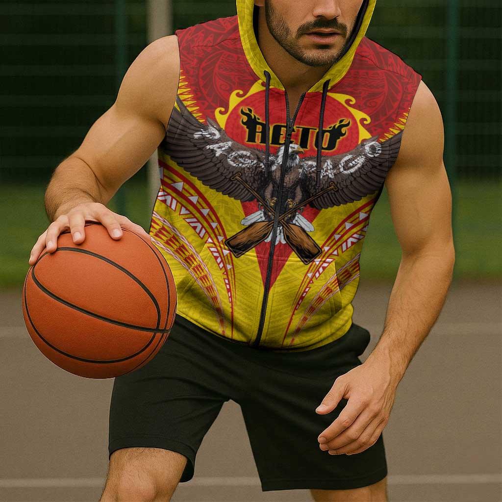 American Samoa Fautasi Race Sleeveless Zip Hoodie Pago Pago-Aeto Samoan Tattoo and Eagle LT03 - Polynesian Pride