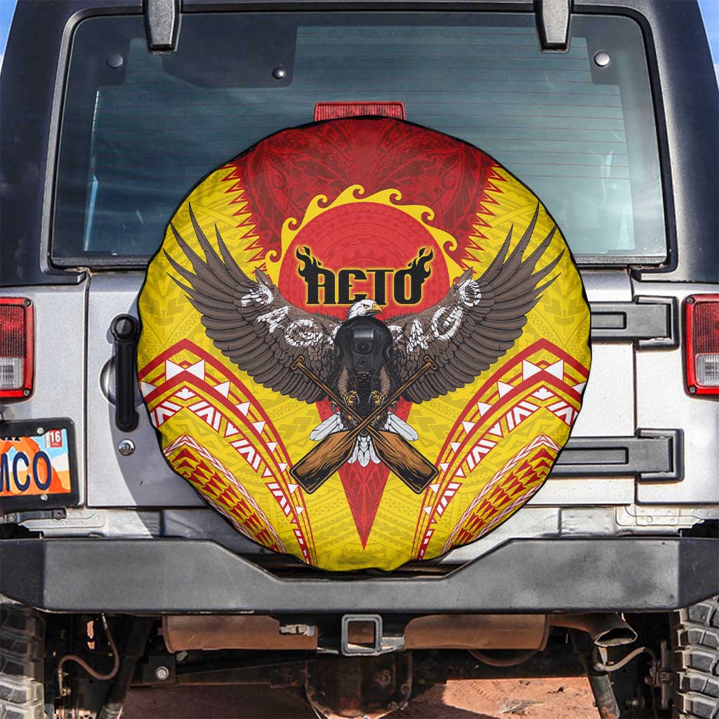 American Samoa Fautasi Race Spare Tire Cover Pago Pago-Aeto Samoan Tattoo and Eagle