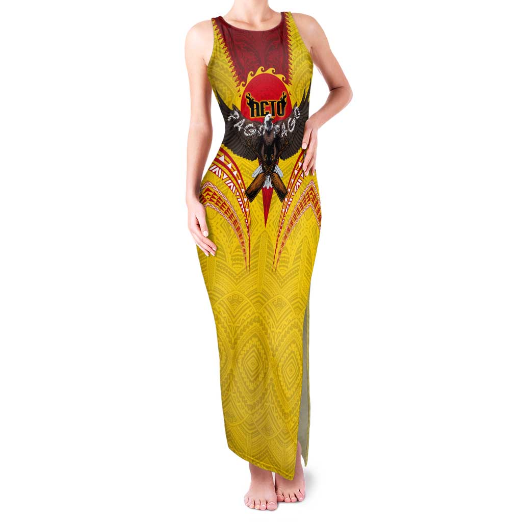 American Samoa Fautasi Race Tank Maxi Dress Pago Pago-Aeto Samoan Tattoo and Eagle