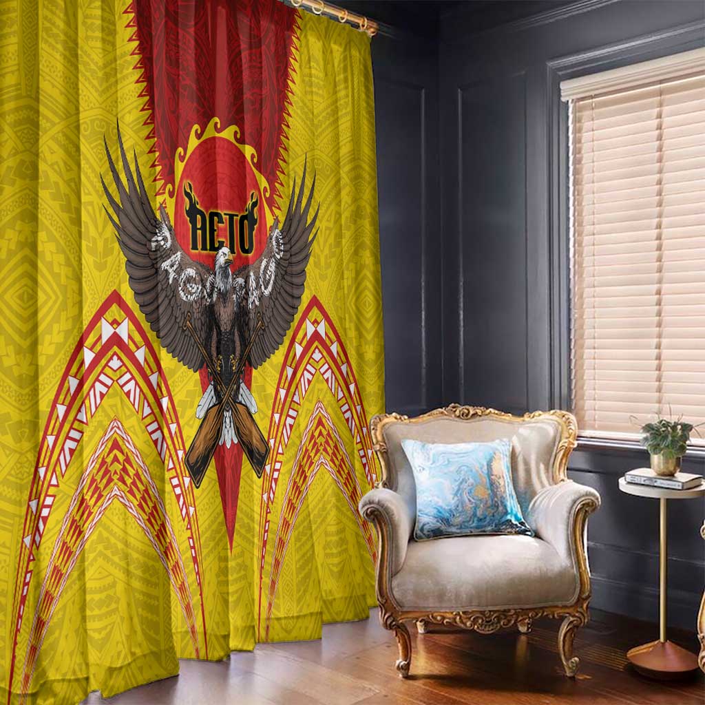 American Samoa Fautasi Race Window Curtain Pago Pago-Aeto Samoan Tattoo and Eagle