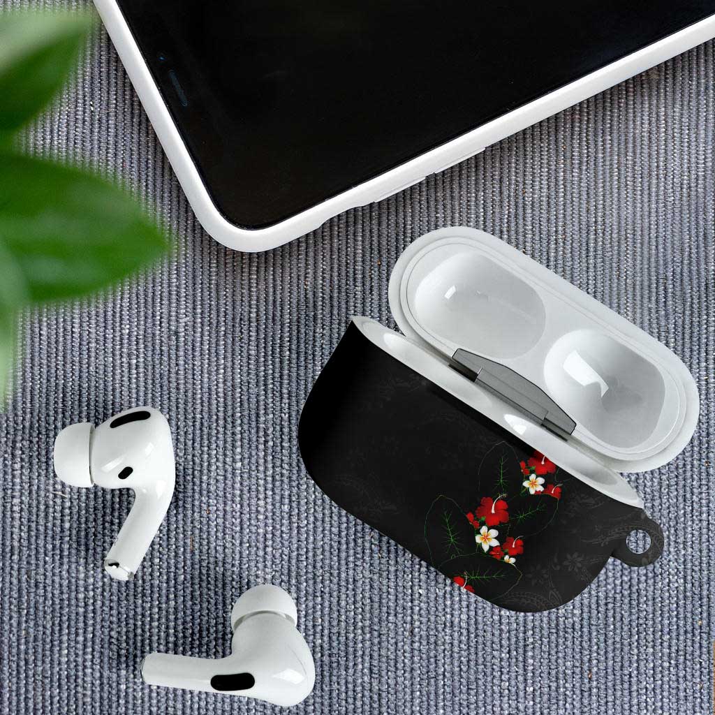 Hawaiian Taro Leaves-Hibiscus and Plumeria AirPods Case Floral Tribal Tattoo Motif LT03 - Polynesian Pride