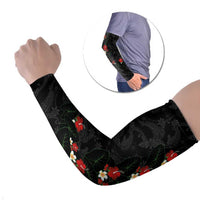 Hawaiian Taro Leaves-Hibiscus and Plumeria Arm Sleeves Floral Tribal Tattoo Motif LT03 Set of 2 Black - Polynesian Pride