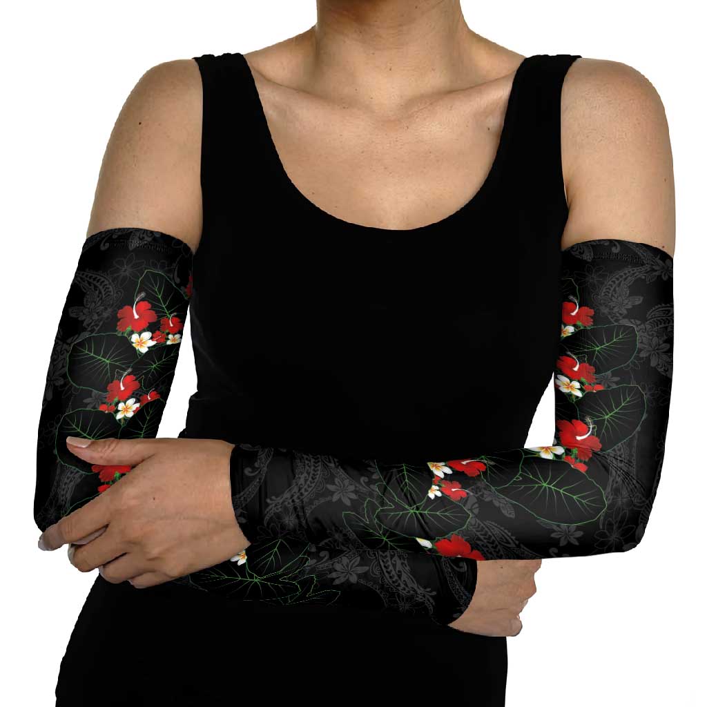 Hawaiian Taro Leaves-Hibiscus and Plumeria Arm Sleeves Floral Tribal Tattoo Motif LT03 - Polynesian Pride