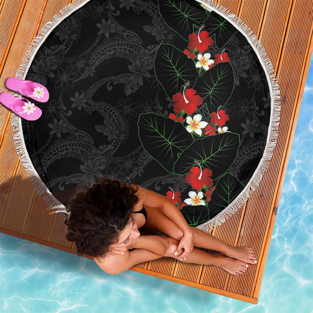 Hawaiian Taro Leaves-Hibiscus and Plumeria Beach Blanket Floral Tribal Tattoo Motif LT03 - Polynesian Pride