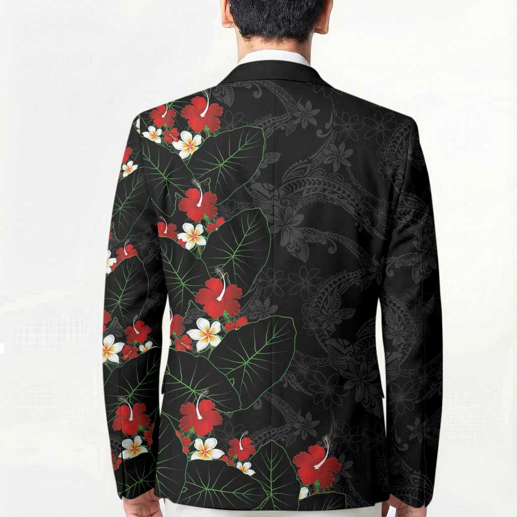 Hawaiian Taro Leaves-Hibiscus and Plumeria Blazer Floral Tribal Tattoo Motif LT03 - Polynesian Pride