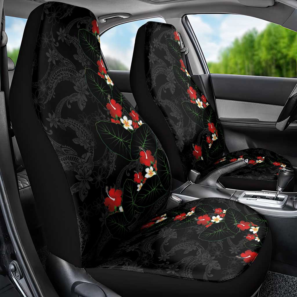 Hawaiian Taro Leaves-Hibiscus and Plumeria Car Seat Cover Floral Tribal Tattoo Motif LT03 - Polynesian Pride