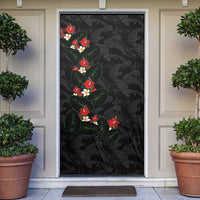 Hawaiian Taro Leaves-Hibiscus and Plumeria Door Cover Floral Tribal Tattoo Motif LT03 Black - Polynesian Pride