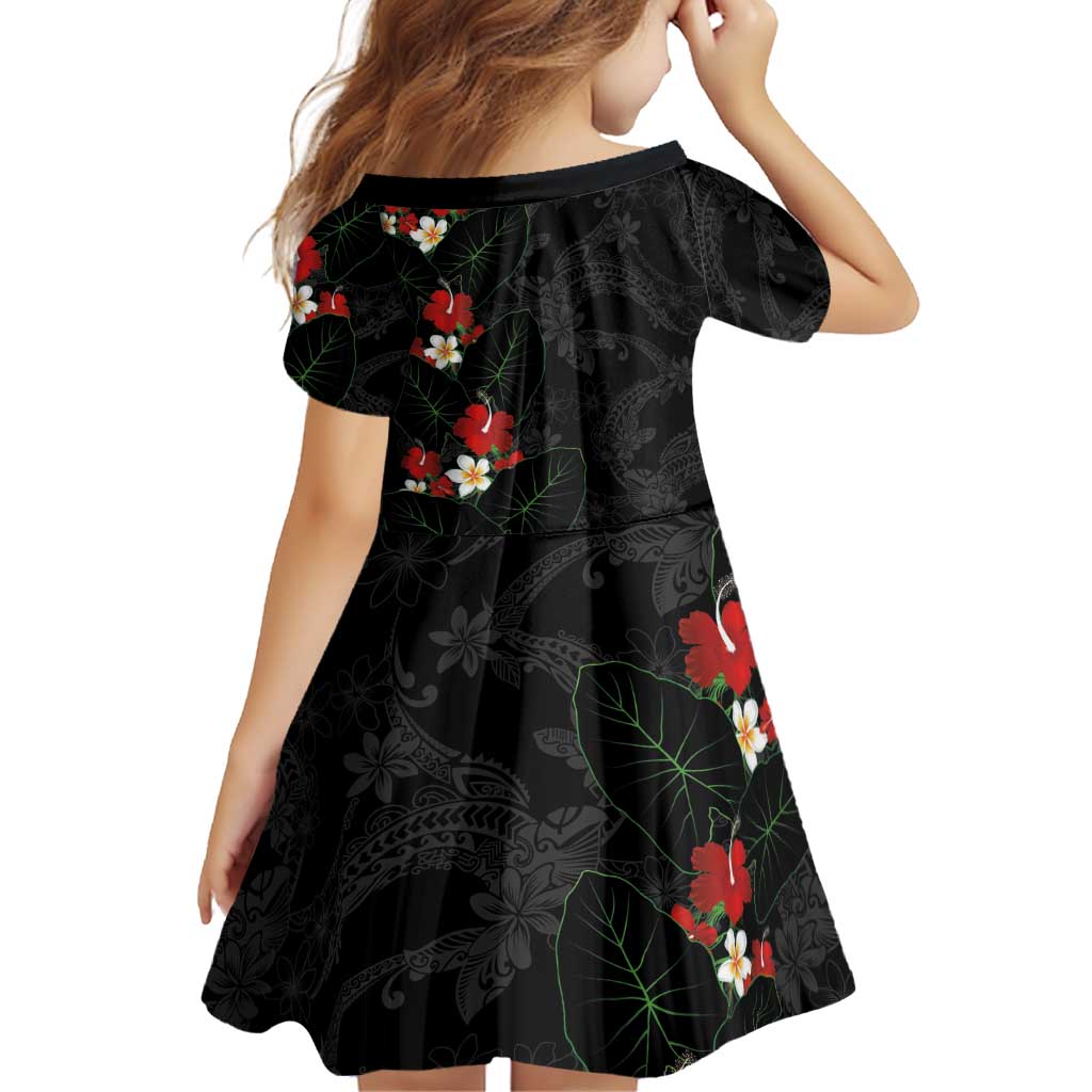 Hawaiian Taro Leaves-Hibiscus and Plumeria Family Matching Off Shoulder Maxi Dress and Hawaiian Shirt Floral Tribal Tattoo Motif LT03 - Polynesian Pride
