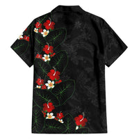Hawaiian Taro Leaves-Hibiscus and Plumeria Family Matching Off Shoulder Maxi Dress and Hawaiian Shirt Floral Tribal Tattoo Motif LT03 - Polynesian Pride