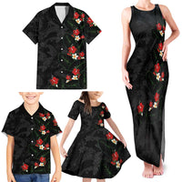 Hawaiian Taro Leaves-Hibiscus and Plumeria Family Matching Tank Maxi Dress and Hawaiian Shirt Floral Tribal Tattoo Motif LT03 - Polynesian Pride