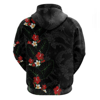 Hawaiian Taro Leaves-Hibiscus and Plumeria Hoodie Floral Tribal Tattoo Motif LT03 - Polynesian Pride