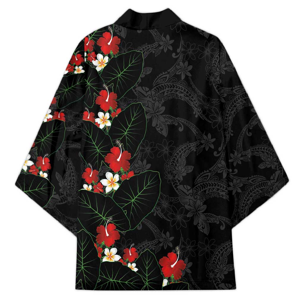 Hawaiian Taro Leaves-Hibiscus and Plumeria Kimono Floral Tribal Tattoo Motif LT03 - Polynesian Pride