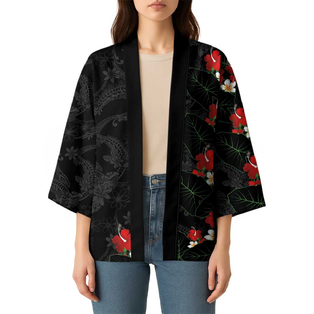 Hawaiian Taro Leaves-Hibiscus and Plumeria Kimono Floral Tribal Tattoo Motif LT03 - Polynesian Pride