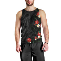 Hawaiian Taro Leaves-Hibiscus and Plumeria Men Tank Top Floral Tribal Tattoo Motif LT03 - Polynesian Pride
