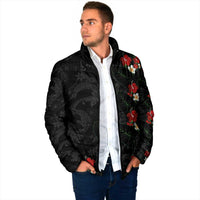Hawaiian Taro Leaves-Hibiscus and Plumeria Padded Jacket Floral Tribal Tattoo Motif LT03 - Polynesian Pride