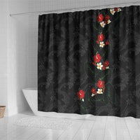 Hawaiian Taro Leaves-Hibiscus and Plumeria Shower Curtain Floral Tribal Tattoo Motif LT03 - Polynesian Pride