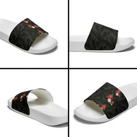 Hawaiian Taro Leaves-Hibiscus and Plumeria Slide Sandals Floral Tribal Tattoo Motif LT03 - Polynesian Pride