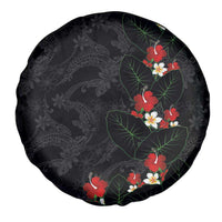 Hawaiian Taro Leaves-Hibiscus and Plumeria Spare Tire Cover Floral Tribal Tattoo Motif LT03 - Polynesian Pride