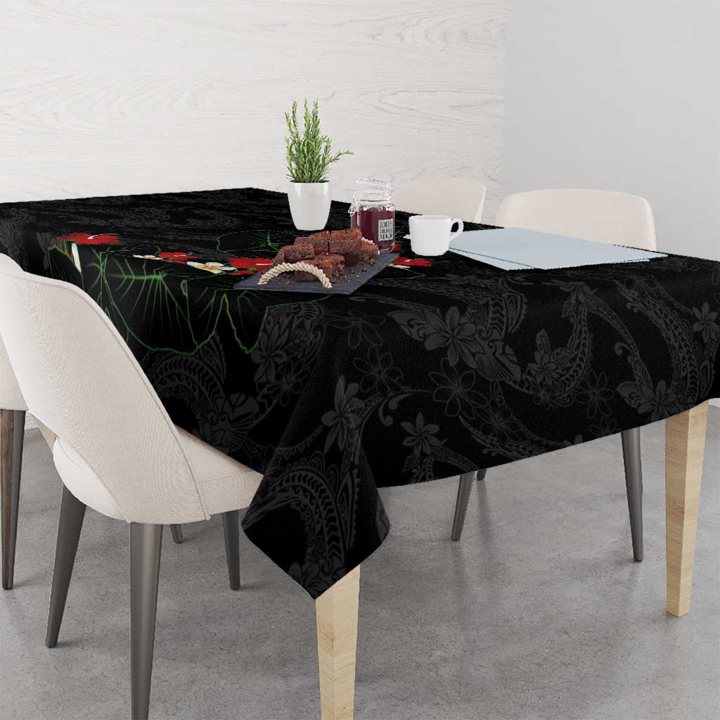 Hawaiian Taro Leaves-Hibiscus and Plumeria Tablecloth Floral Tribal Tattoo Motif LT03 - Polynesian Pride