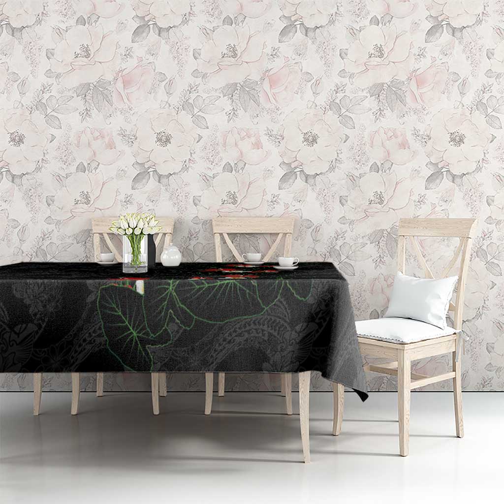 Hawaiian Taro Leaves-Hibiscus and Plumeria Tablecloth Floral Tribal Tattoo Motif LT03 - Polynesian Pride