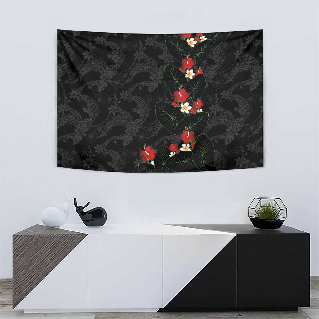 Hawaiian Taro Leaves-Hibiscus and Plumeria Tapestry Floral Tribal Tattoo Motif LT03 - Polynesian Pride