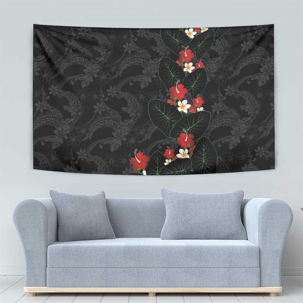 Hawaiian Taro Leaves-Hibiscus and Plumeria Tapestry Floral Tribal Tattoo Motif LT03 - Polynesian Pride