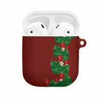 Hawaiian Taro Leaves-Hibiscus and Plumeria AirPods Case Polynesian Art-Kakau Tattoo Red LT03 Red - Polynesian Pride