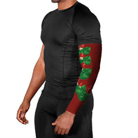 Hawaiian Taro Leaves-Hibiscus and Plumeria Arm Sleeves Polynesian Art-Kakau Tattoo Red LT03 - Polynesian Pride