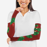Hawaiian Taro Leaves-Hibiscus and Plumeria Arm Sleeves Polynesian Art-Kakau Tattoo Red LT03 - Polynesian Pride
