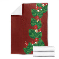 Hawaiian Taro Leaves-Hibiscus and Plumeria Blanket Polynesian Art-Kakau Tattoo Red LT03 - Polynesian Pride