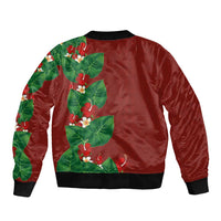 Hawaiian Taro Leaves-Hibiscus and Plumeria Bomber Jacket Polynesian Art-Kakau Tattoo Red LT03 - Polynesian Pride