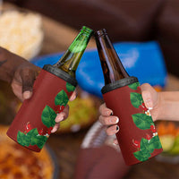 Hawaiian Taro Leaves-Hibiscus and Plumeria 4 in 1 Can Cooler Tumbler Polynesian Art-Kakau Tattoo Red LT03 - Polynesian Pride