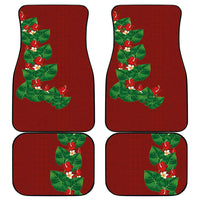Hawaiian Taro Leaves-Hibiscus and Plumeria Car Mats Polynesian Art-Kakau Tattoo Red LT03 - Polynesian Pride
