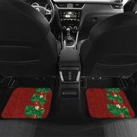 Hawaiian Taro Leaves-Hibiscus and Plumeria Car Mats Polynesian Art-Kakau Tattoo Red LT03 Set 2pcs - Back Red - Polynesian Pride