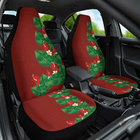 Hawaiian Taro Leaves-Hibiscus and Plumeria Car Seat Cover Polynesian Art-Kakau Tattoo Red LT03 One Size Red - Polynesian Pride