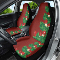 Hawaiian Taro Leaves-Hibiscus and Plumeria Car Seat Cover Polynesian Art-Kakau Tattoo Red LT03 - Polynesian Pride