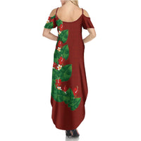 Hawaiian Taro Leaves-Hibiscus and Plumeria Family Matching Summer Maxi Dress and Hawaiian Shirt Polynesian Art-Kakau Tattoo Red LT03 - Polynesian Pride