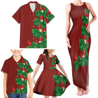 Hawaiian Taro Leaves-Hibiscus and Plumeria Family Matching Tank Maxi Dress and Hawaiian Shirt Polynesian Art-Kakau Tattoo Red LT03 - Polynesian Pride