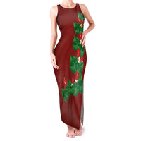 Hawaiian Taro Leaves-Hibiscus and Plumeria Family Matching Tank Maxi Dress and Hawaiian Shirt Polynesian Art-Kakau Tattoo Red LT03 Mom's Dress Red - Polynesian Pride