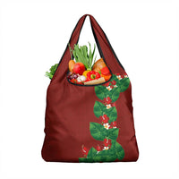 Hawaiian Taro Leaves-Hibiscus and Plumeria Grocery Bag Polynesian Art-Kakau Tattoo Red LT03 1-pack One Size Red - Polynesian Pride