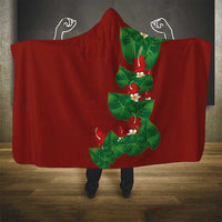 Hawaiian Taro Leaves-Hibiscus and Plumeria Hooded Blanket Polynesian Art-Kakau Tattoo Red LT03 - Polynesian Pride