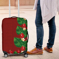 Hawaiian Taro Leaves-Hibiscus and Plumeria Luggage Cover Polynesian Art-Kakau Tattoo Red LT03 Red - Polynesian Pride